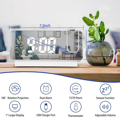 AlarmProject™ - LED-Spiegelwecker mit Doppelalarmen und Temperaturanzeige