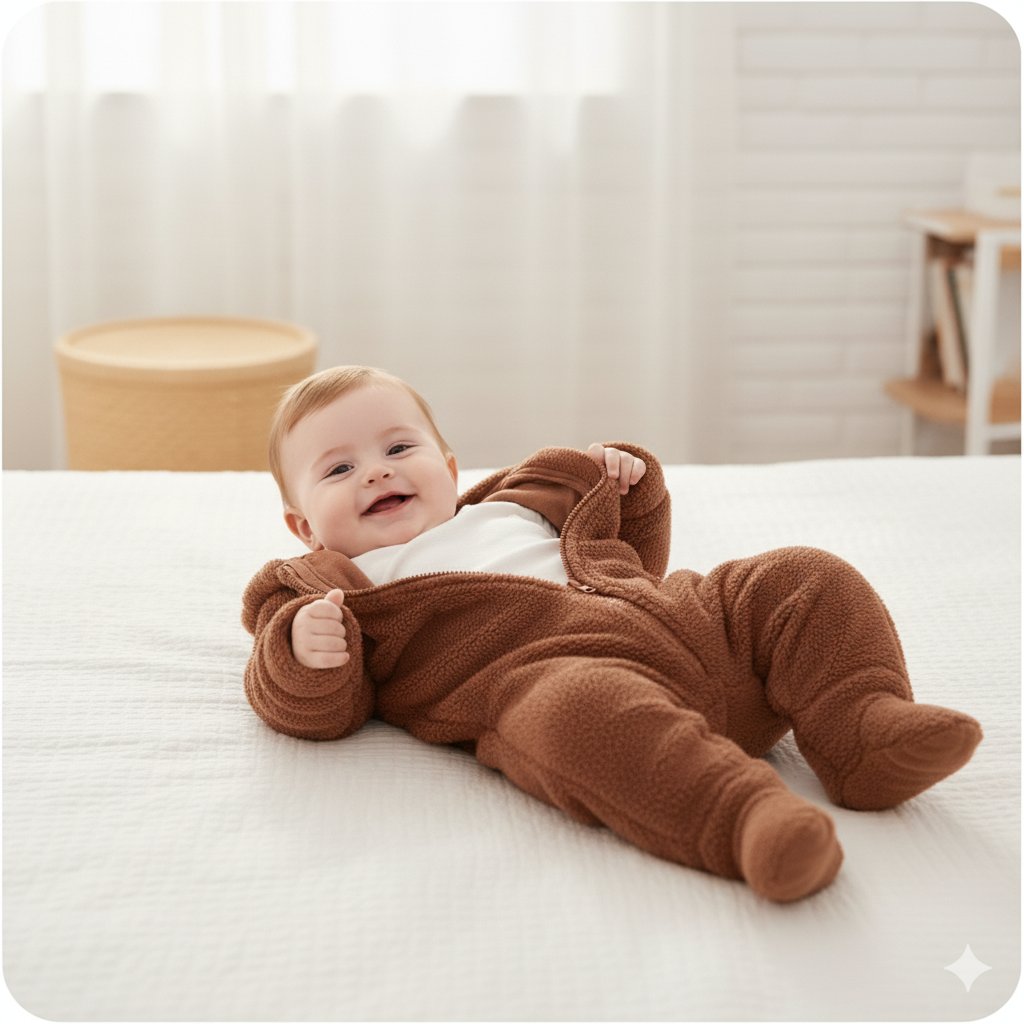 Lunoa™ - Baby Kapuzenstrampler mit Bärenohren, flauschig