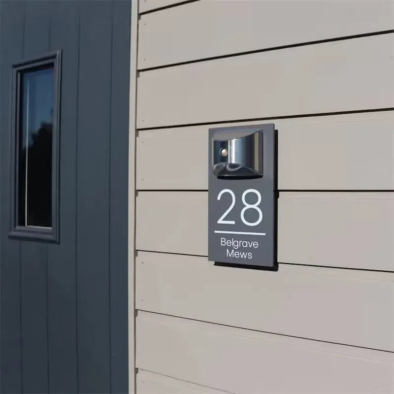 GlowHome™ | Personalized Modern Solar Door Plaque 