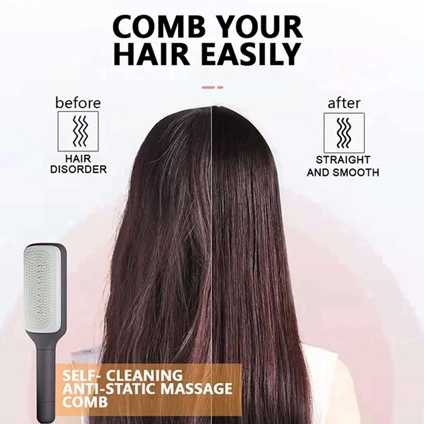 4-in-1 Selbstreinigende Antistatische Haarbürste und Kopfhautmassagegerät