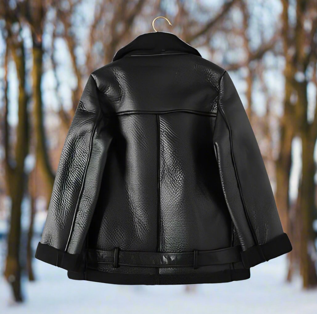 50% OFF | CloudJacket™ | Stylish leather biker jacket with polo collar and belt