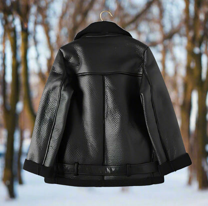 50% OFF | CloudJacket™ | Stylish leather biker jacket with polo collar and belt