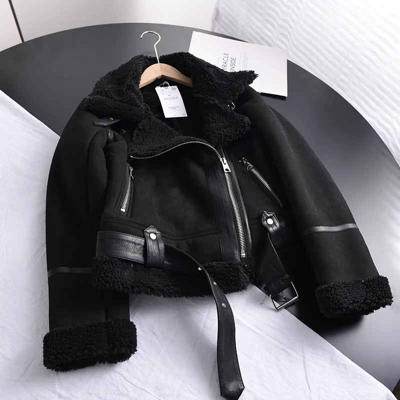 50% off | Ottilie™ | Women's suede coat with fleece lining and waist belt