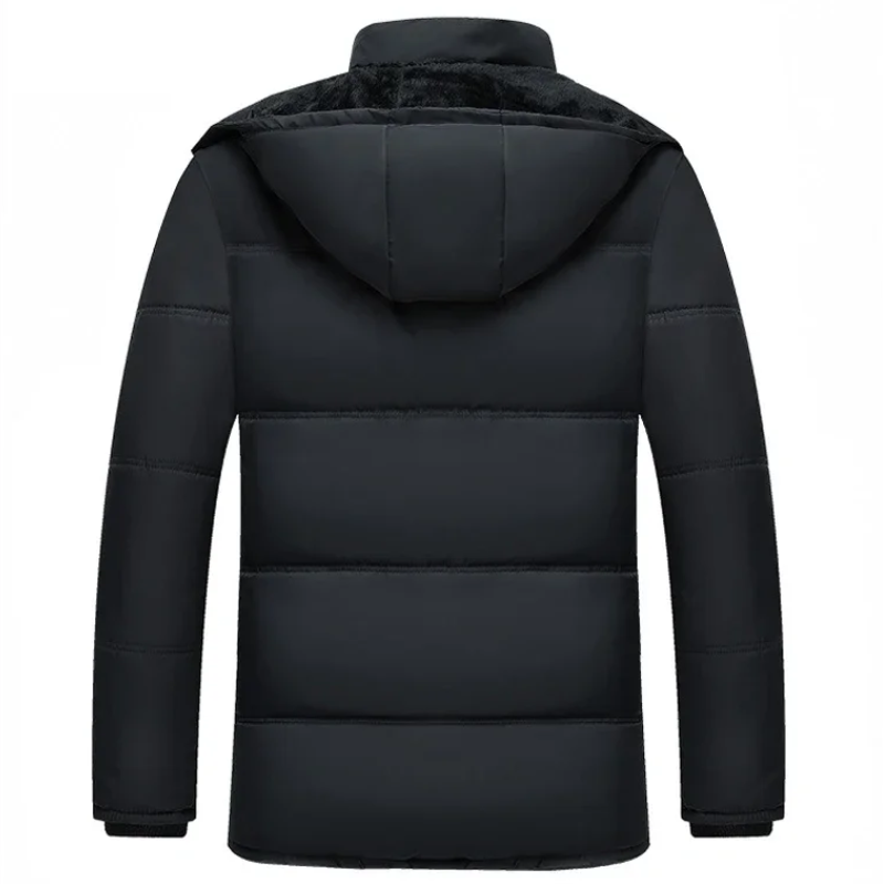 Cazora™ | Men's Hooded Padded and Fleece-Lined Winter Jacket – Black Winter Jacket for Cold Days