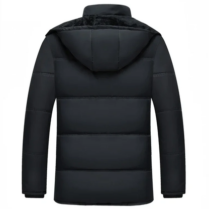 Cazora™ | Men's Hooded Padded and Fleece-Lined Winter Jacket – Black Winter Jacket for Cold Days