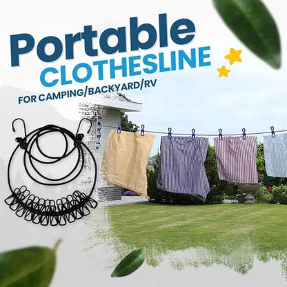 Tragbare Wäscheleine mit Klammern für Camping und Outdoor-Einsatz