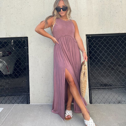NovaStyle™ | Slit Casual Simple Loose Maxi Long Dress 