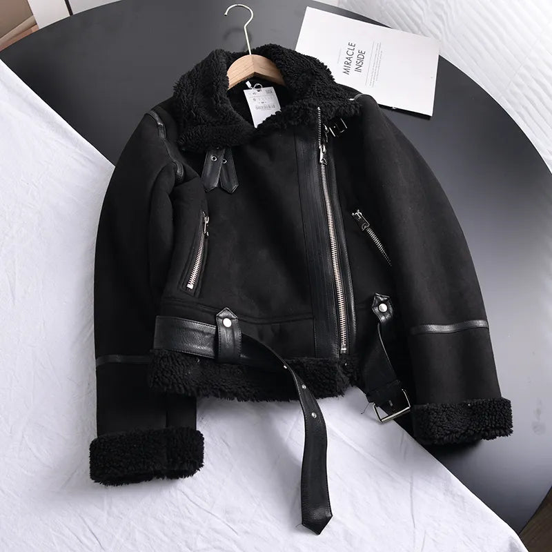 50% off | Ottilie™ | Women's suede coat with fleece lining and waist belt