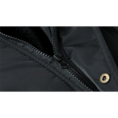 Cazora™ | Men's Hooded Padded and Fleece-Lined Winter Jacket – Black Winter Jacket for Cold Days