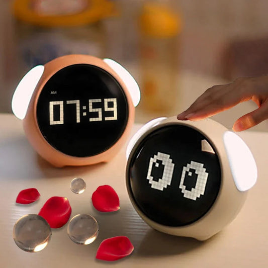 Niedliche Kawaii LED-Wecker mit Nachtlicht für Kinder