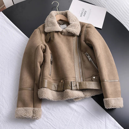 50% off | Ottilie™ | Women's suede coat with fleece lining and waist belt