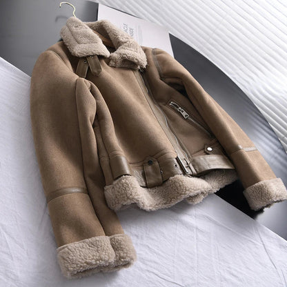 50% off | Ottilie™ | Women's suede coat with fleece lining and waist belt