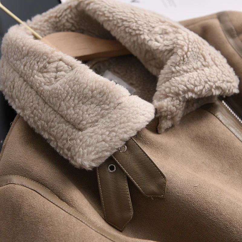 50% off | Ottilie™ | Women's suede coat with fleece lining and waist belt