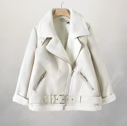 50% OFF | CloudJacket™ | Stylish leather biker jacket with polo collar and belt
