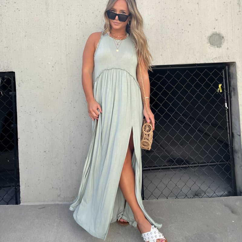 NovaStyle™ | Slit Casual Simple Loose Maxi Long Dress 
