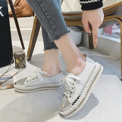 Diamond Silver™ – Glitter-effect leather sneakers 