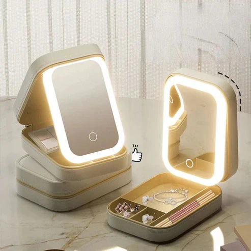 BeautyGlow™ – Portable Cosmetic Bag with LED Mirror