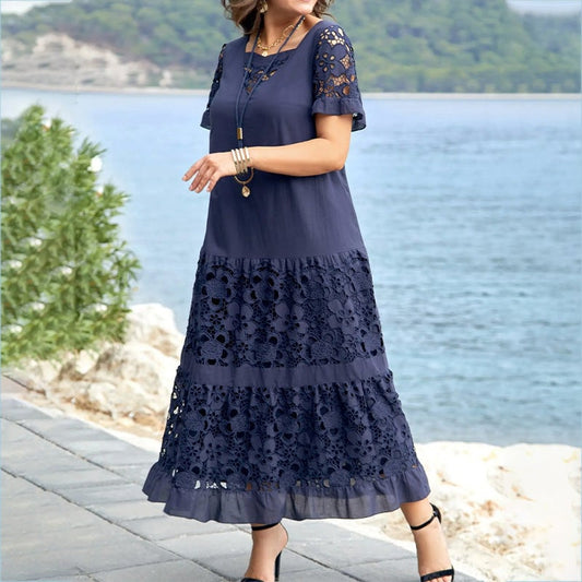 LaceGrove™ | Elegant Floral Lace Loose Flowing Dress