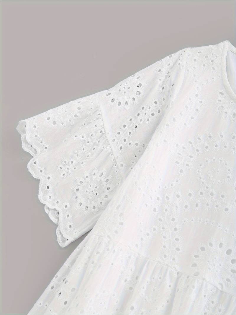 Zara™ | Short-sleeved embroidered dress with ruffles