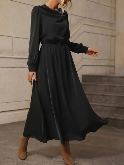 Elyn™ | Refined A-line dress with lantern sleeves