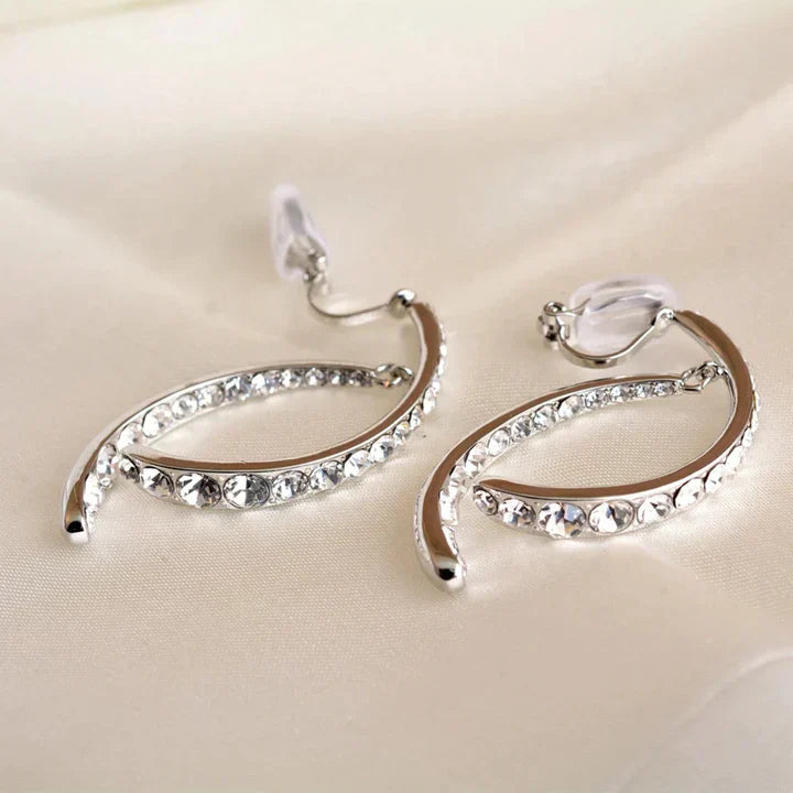 Lena™ | Curved earrings with luxurious rhinestones