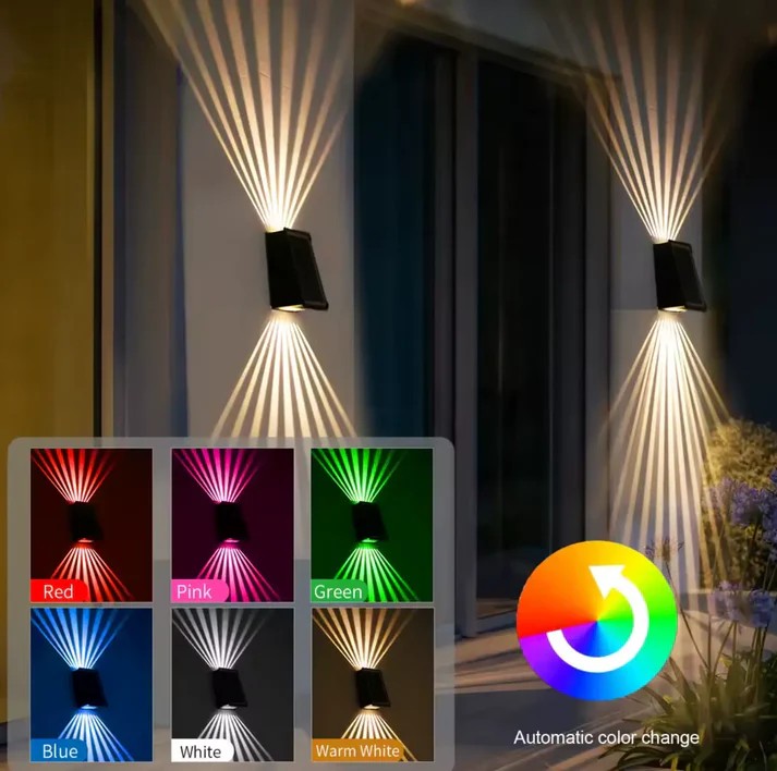 LumaGlow™ - Elegante Solar-Wandleuchte mit 4-seitigem Farbglühen