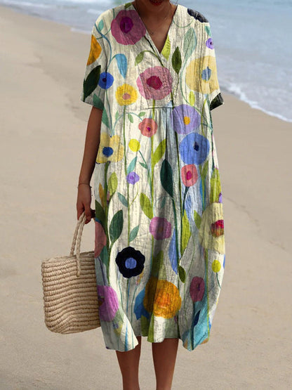 Julia™ | Colorful spring dress with draped pleats