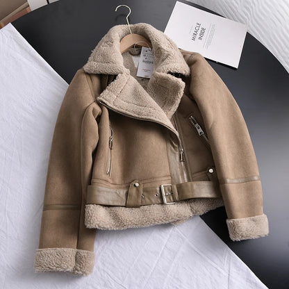 50% off | Ottilie™ | Women's suede coat with fleece lining and waist belt