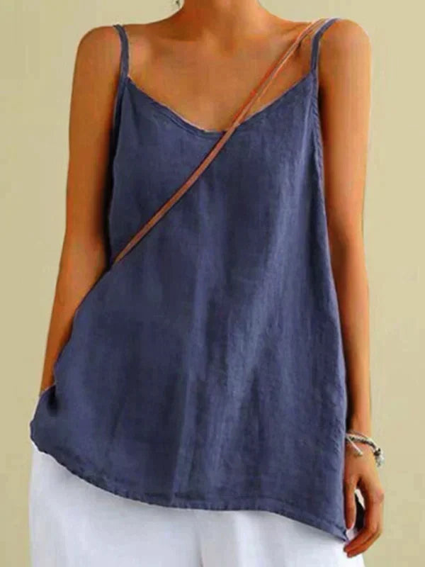 Clemency™ | Airy linen top with spaghetti straps
