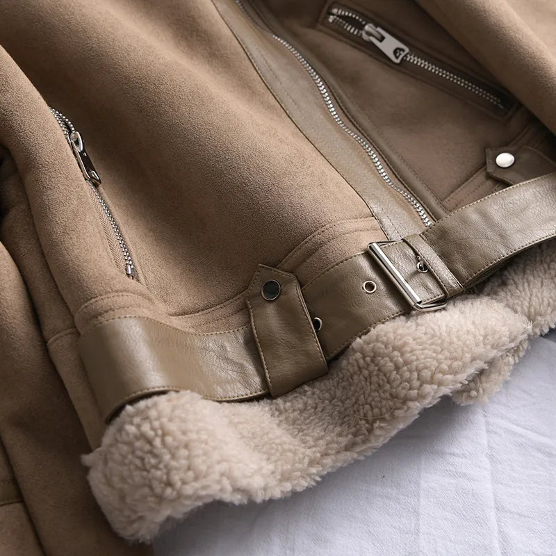 50% off | Ottilie™ | Women's suede coat with fleece lining and waist belt
