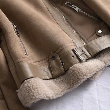 50% off | Ottilie™ | Women's suede coat with fleece lining and waist belt