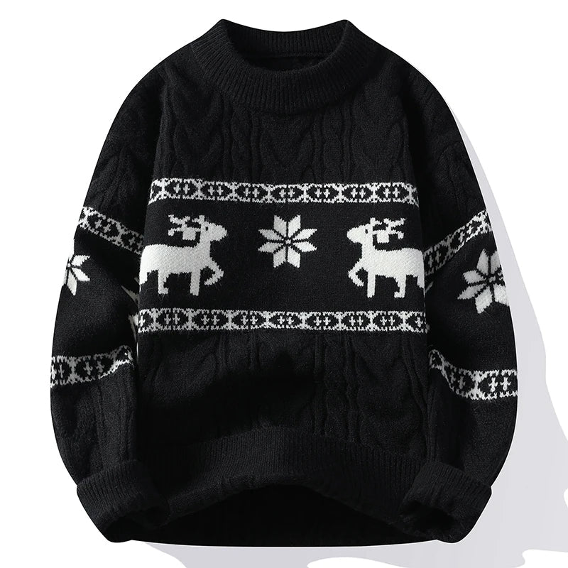HarajukuSanta™ – Korean Harajuku Christmas Sweater with Deer Pattern