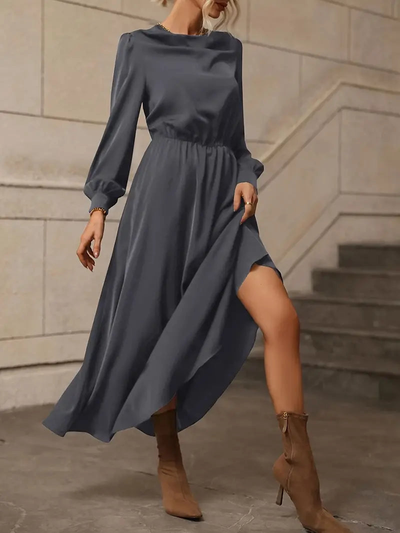 Elyn™ | Refined A-line dress with lantern sleeves