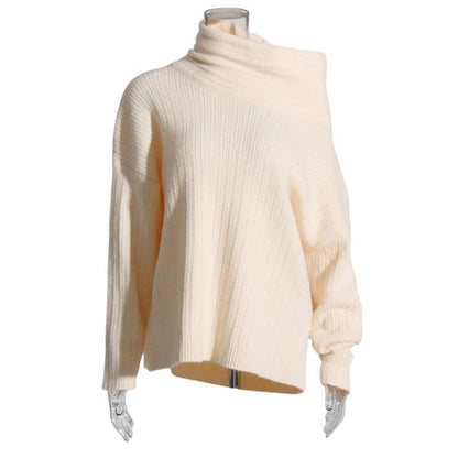 50% OFF | Sivora™ | Women's Ribbed Asymmetric Collar Knit Sweater [Rabat på sidste dag]