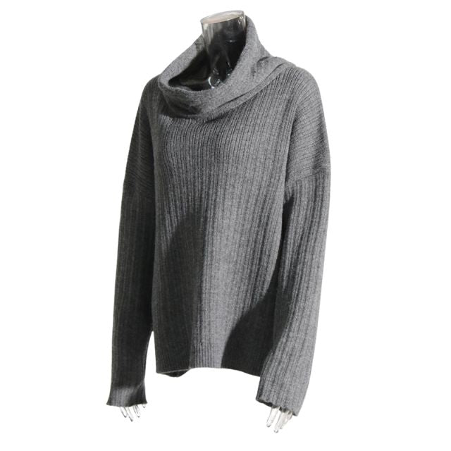 50% OFF | Sivora™ | Women's Ribbed Asymmetric Collar Knit Sweater [Rabat på sidste dag]