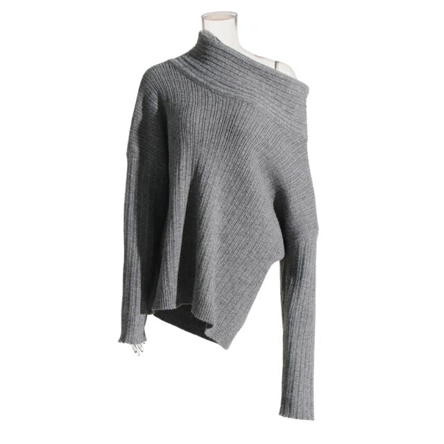 50% OFF | Sivora™ | Women's Ribbed Asymmetric Collar Knit Sweater [Rabat på sidste dag]