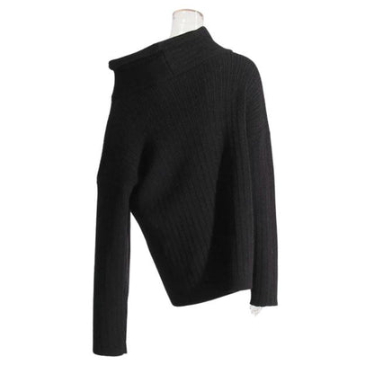 50% OFF | Sivora™ | Women's Ribbed Asymmetric Collar Knit Sweater [Rabat på sidste dag]