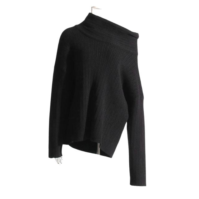 50% OFF | Sivora™ | Women's Ribbed Asymmetric Collar Knit Sweater [Rabat på sidste dag]