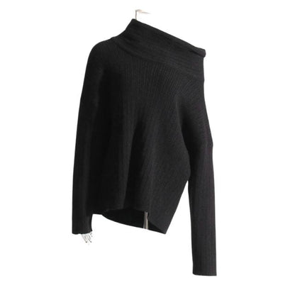 50% OFF | Sivora™ | Women's Ribbed Asymmetric Collar Knit Sweater [Rabat på sidste dag]