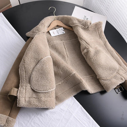 50% off | Ottilie™ | Women's suede coat with fleece lining and waist belt