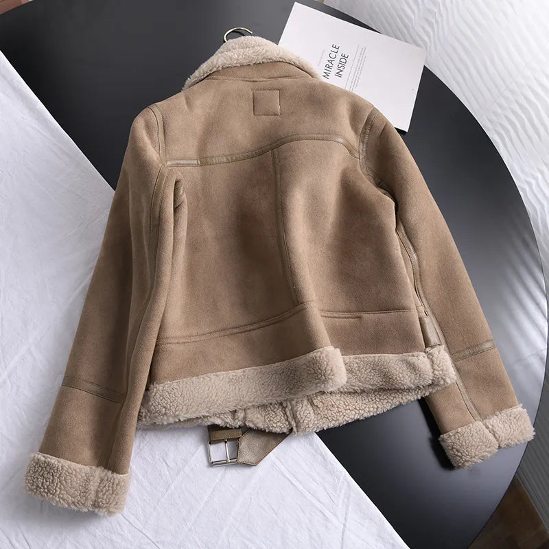 50% off | Ottilie™ | Women's suede coat with fleece lining and waist belt