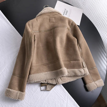 50% off | Ottilie™ | Women's suede coat with fleece lining and waist belt