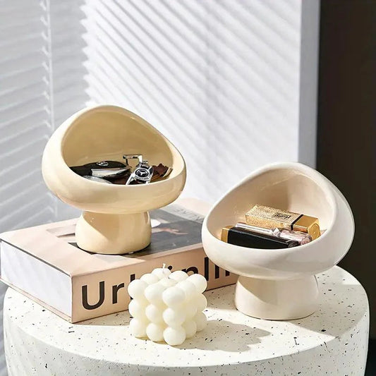 Minimalistische Keramik-Pilz-Aufbewahrungsbox für Schmuck und Schlüssel