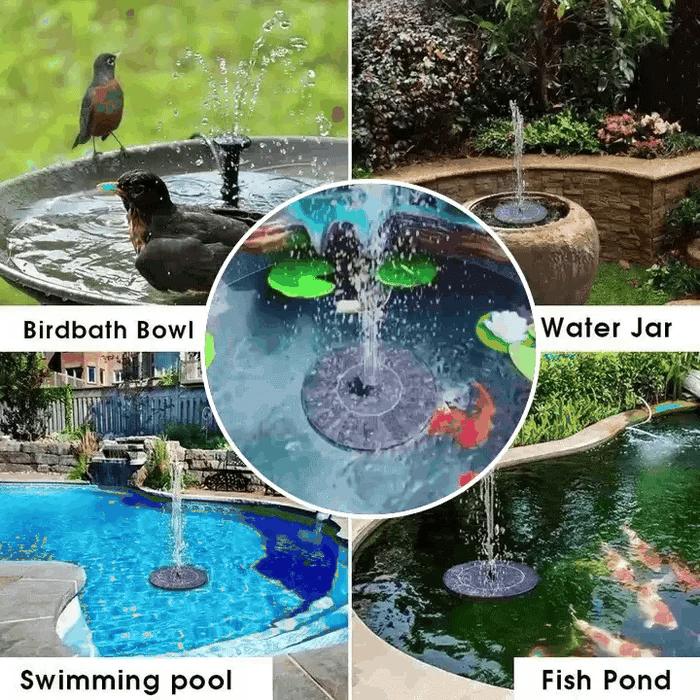 Wasserspiel des Quellivo Solarbrunnens im Außenbereich