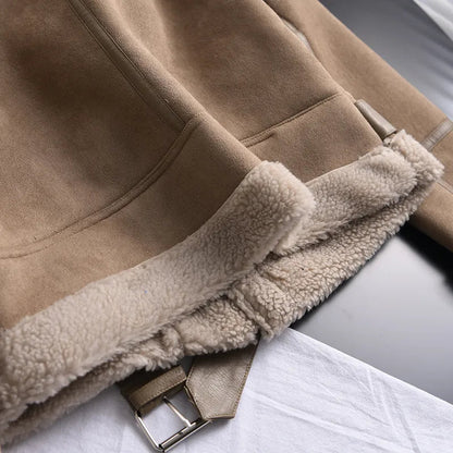 50% off | Ottilie™ | Women's suede coat with fleece lining and waist belt
