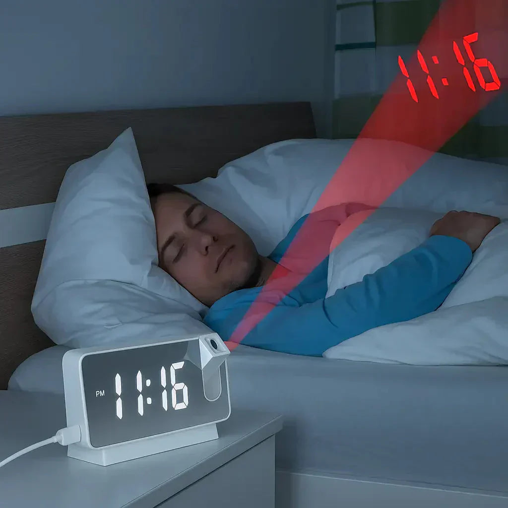 AlarmProject™ - LED-Spiegelwecker mit Doppelalarmen und Temperaturanzeige