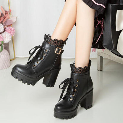 Cozenia™ | Fashionable lace-up boots with a stable heel