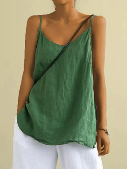 Clemency™ | Airy linen top with spaghetti straps