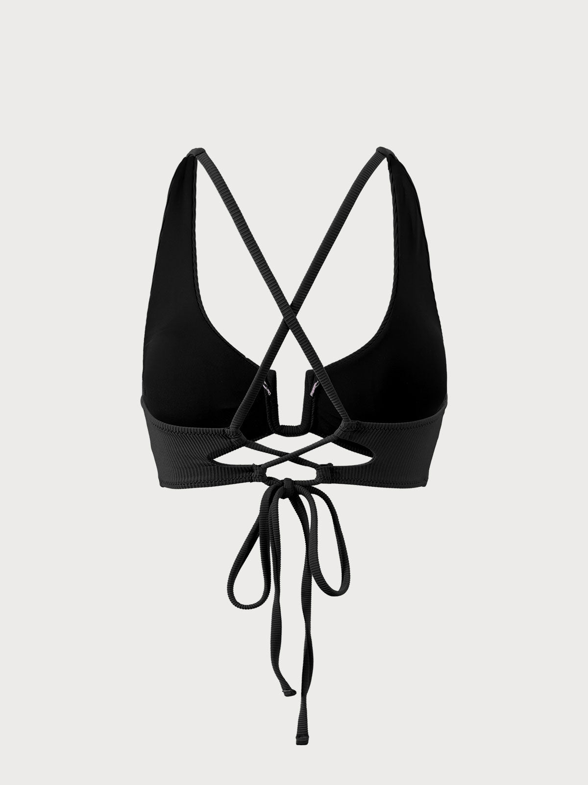 Midnight Allure™ | Black U-Ring Cross Back Bikini Top