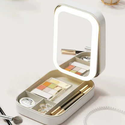 BeautyGlow™ – Portable Cosmetic Bag with LED Mirror
